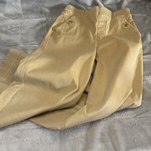 Spanx Pull-on Pants Women's Size S Stretch Twill Cropped Wide Leg Tan Khaki